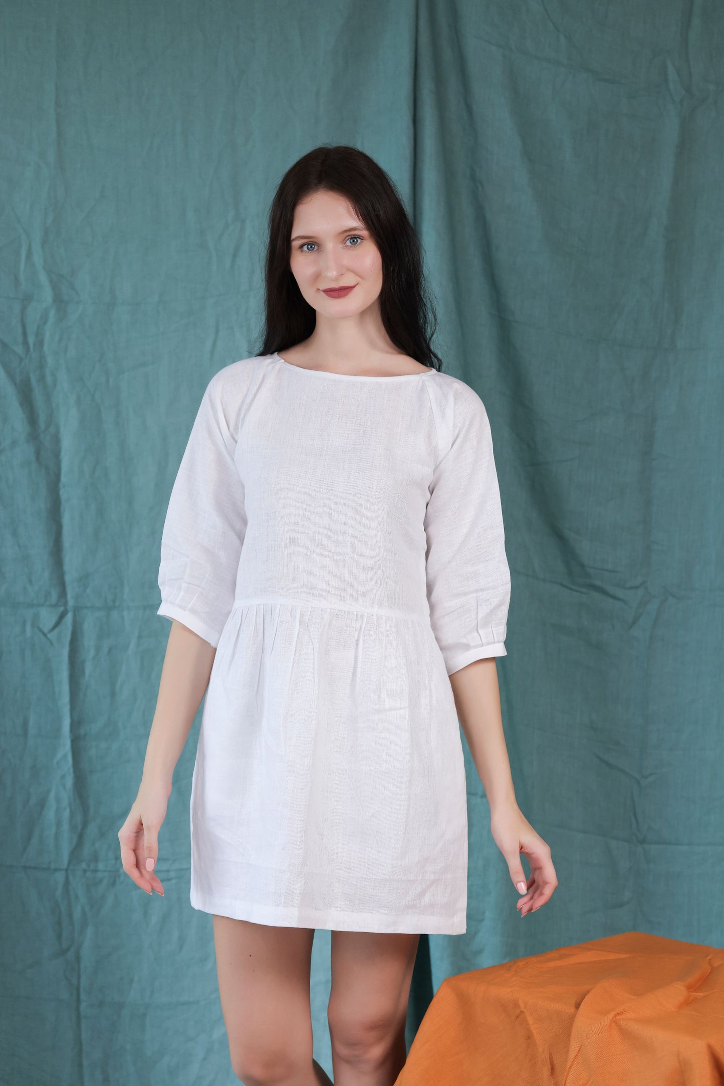 short white tunic linen dress
