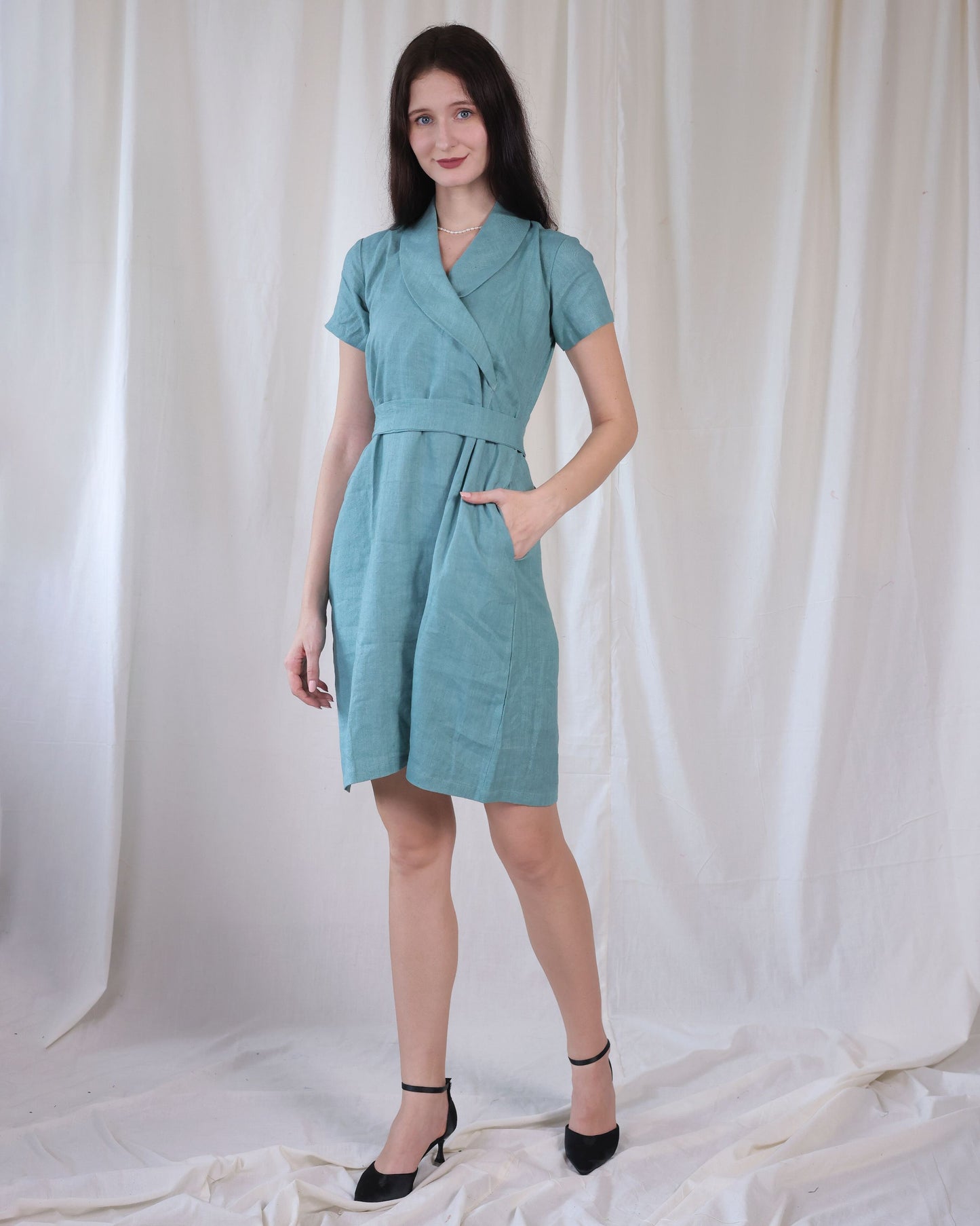 linen wrap dress with belt