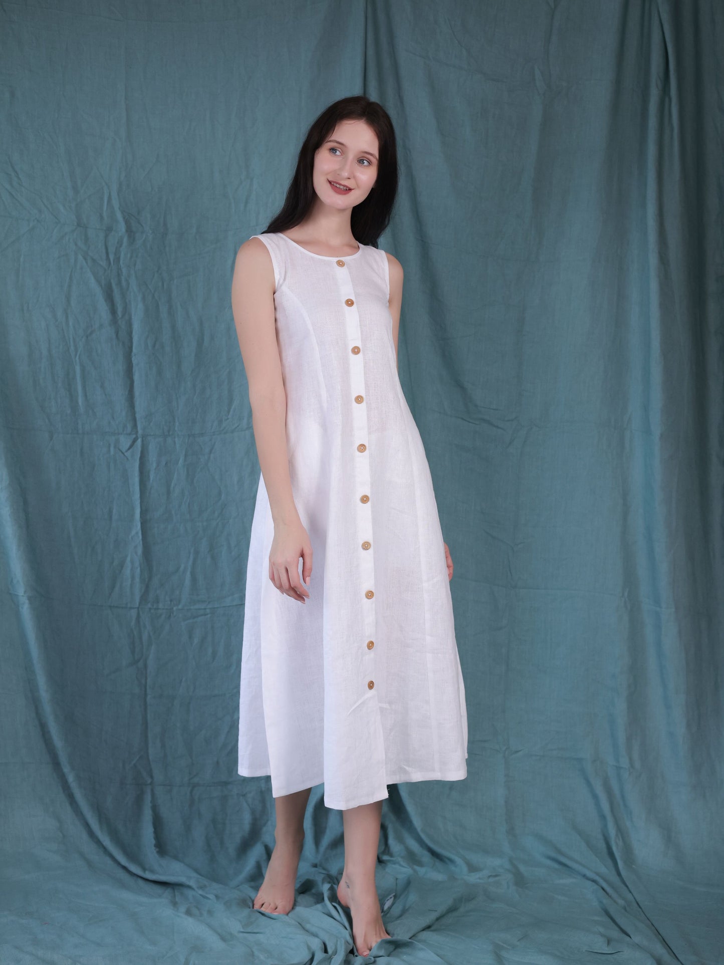 Sleeveless white dress