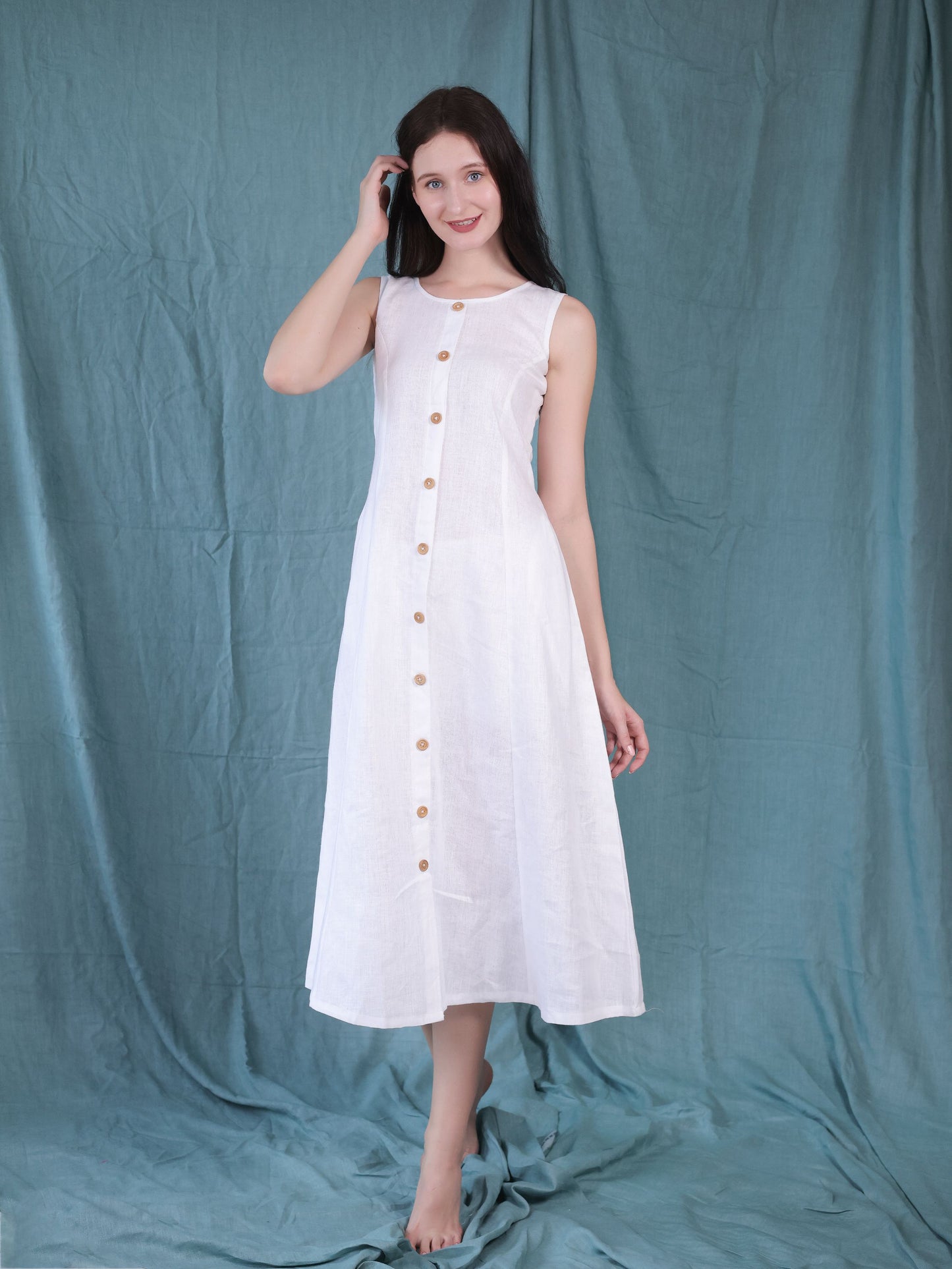 linen button down dress