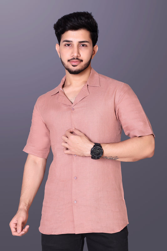Russet Brown Linen Shirt for men