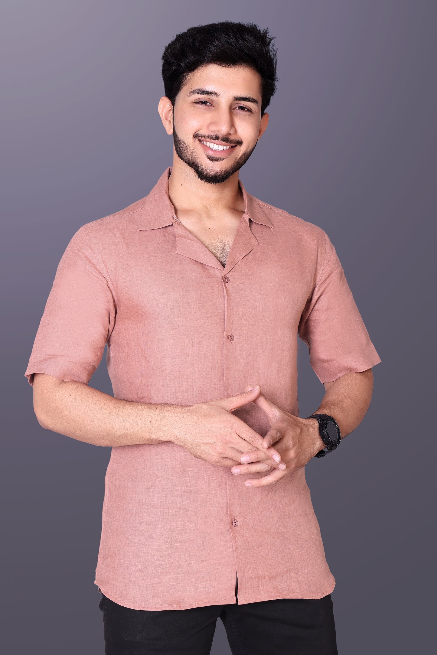 Russet Brown Linen Shirt for men