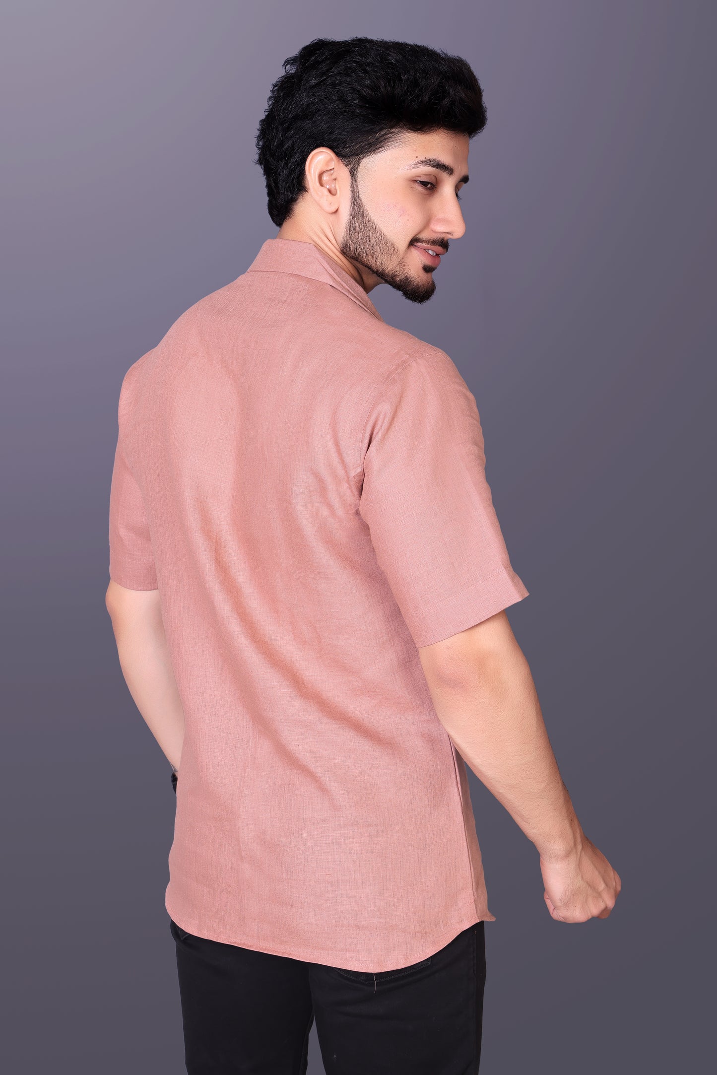 Russet Brown Linen Shirt for men
