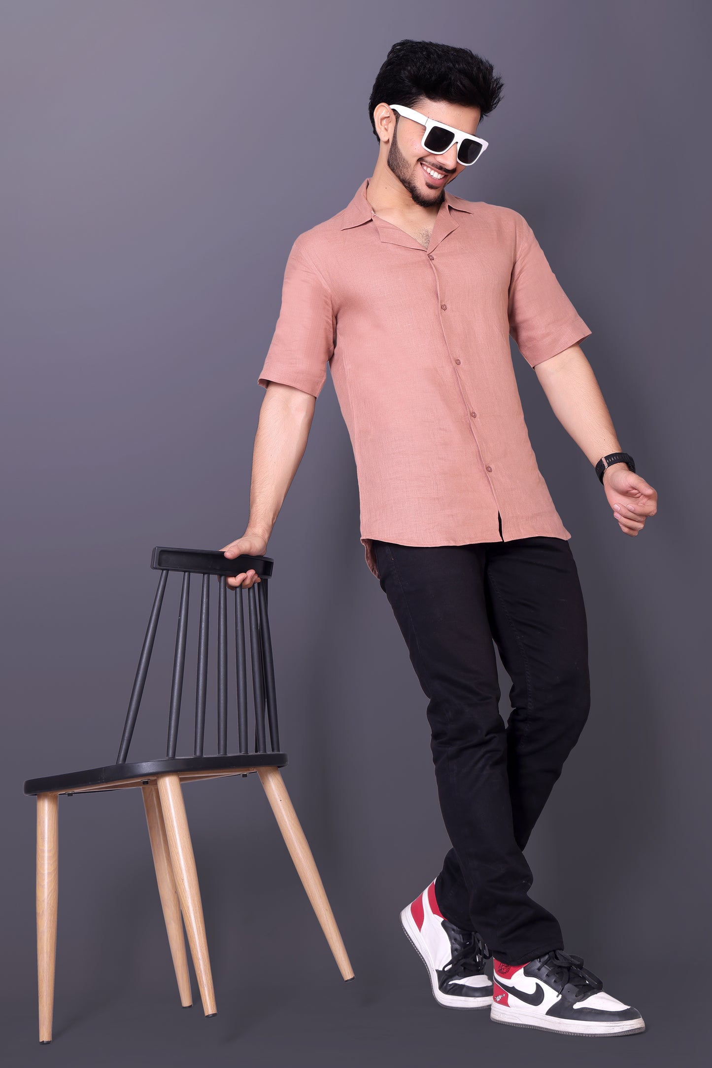 Russet Brown Linen Shirt for men