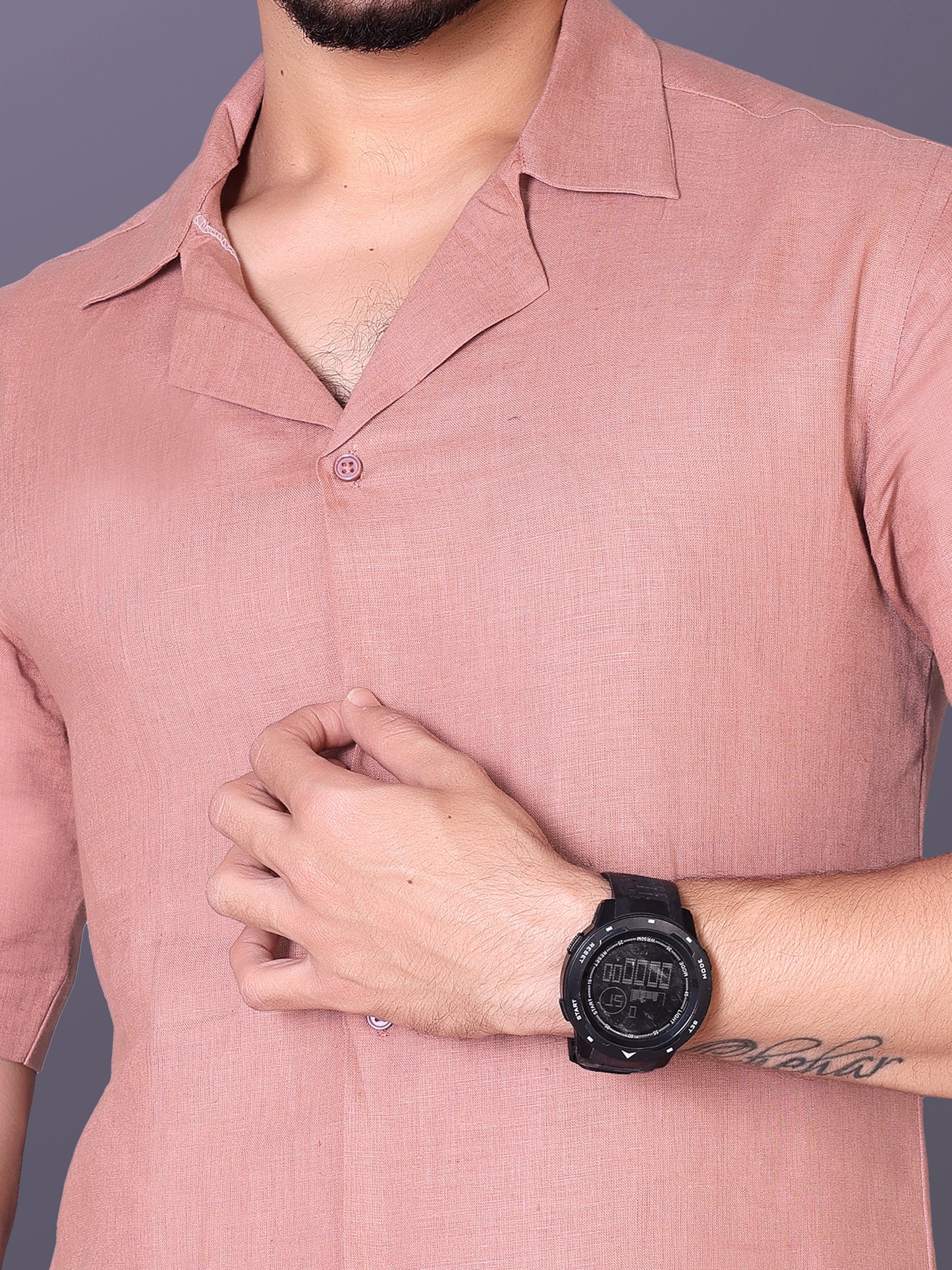 Russet Brown Linen Shirt for men
