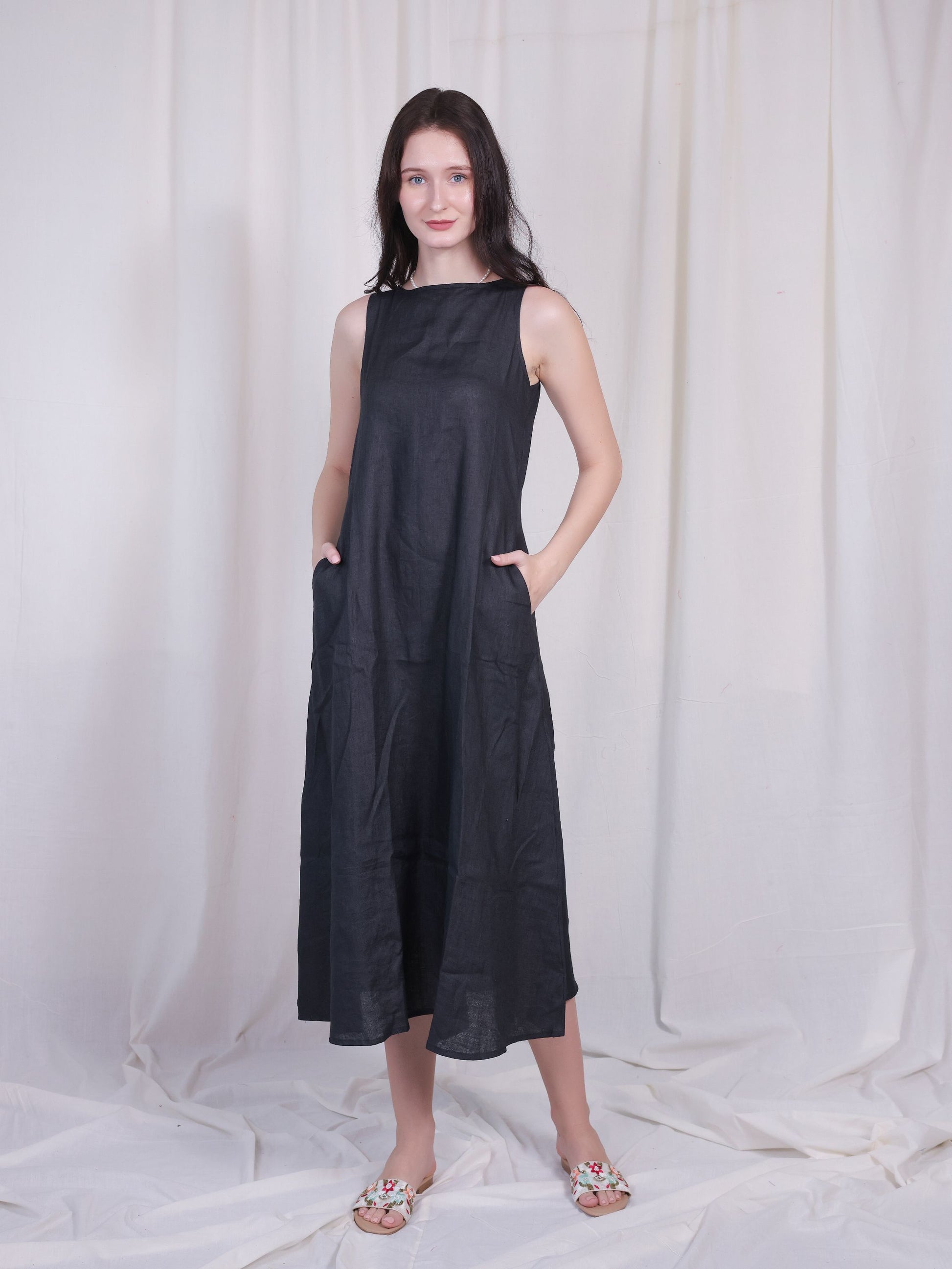linen midi dress